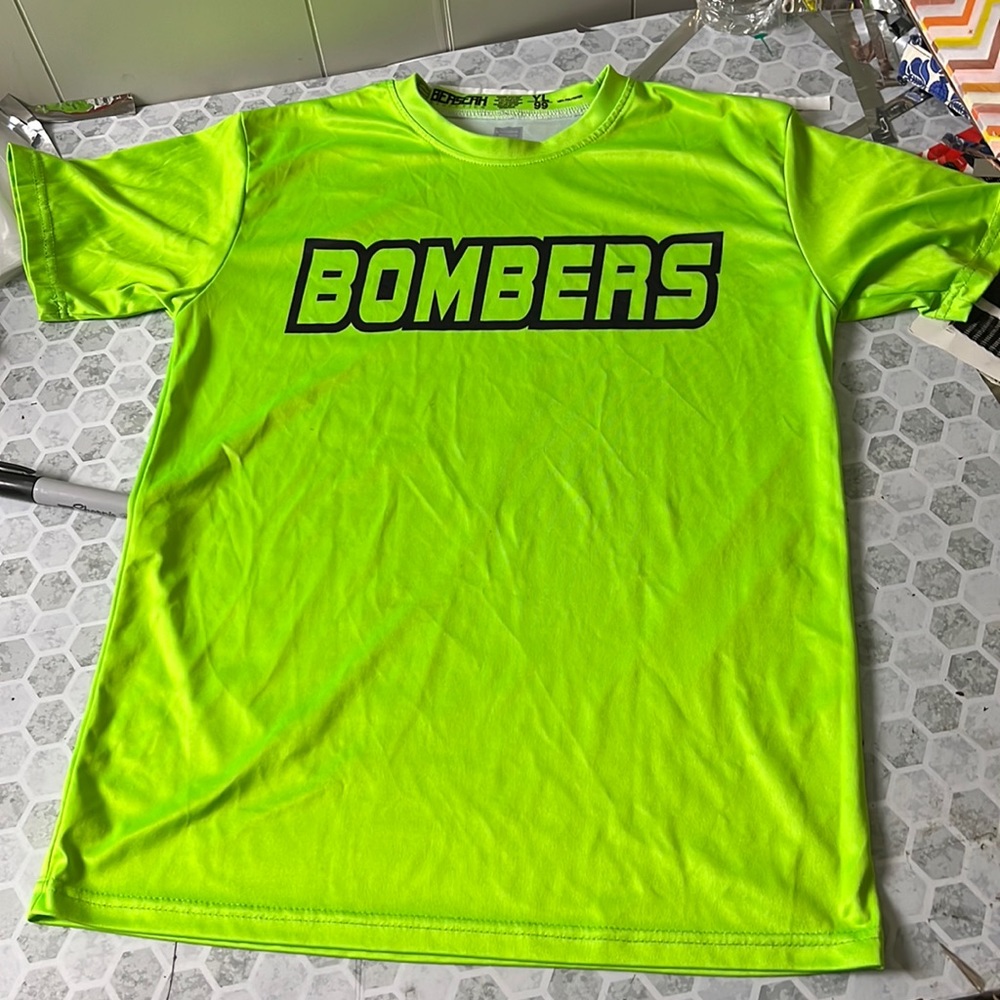Berserk Athletics Youth Large Neon Green Cycling Short Sleeve Jersey